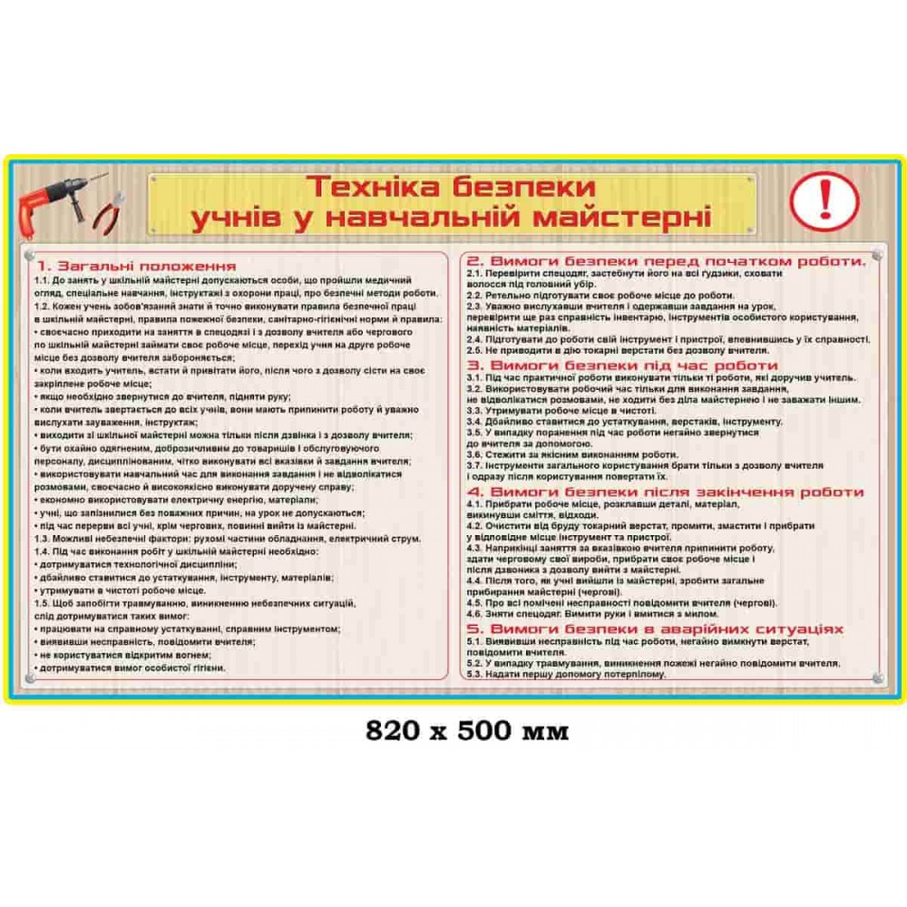 Техника безопасности для ребят в учебной мастерской